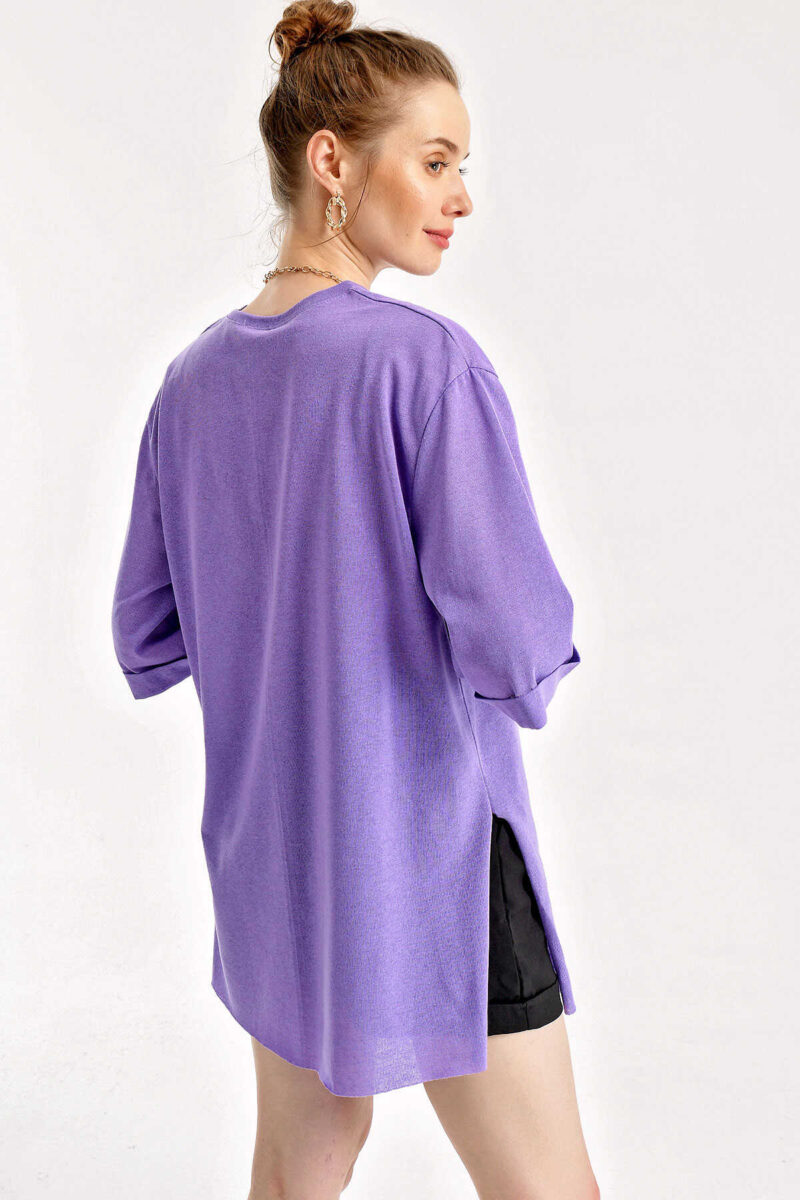 Yırtmaçlı Oversize Tişört